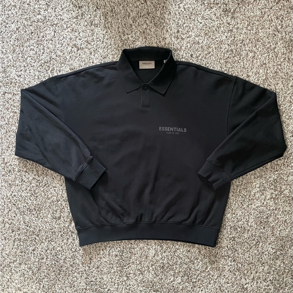 Fear of God Essentials Black Collared Sweatshirt